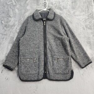 Vintage Braetan Jacket Womens M Gray Reversible Marled Fleece Nylon Full Zip‎